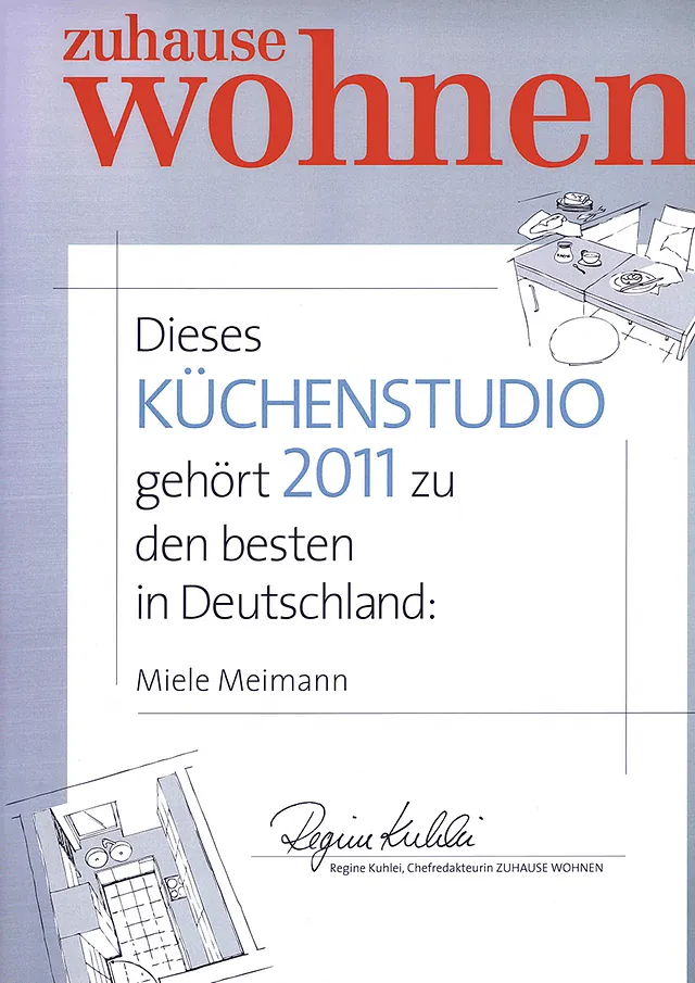 REFERENZEN UND AUSZEICHNUNGEN - zuhause Wohnen / bestes Küchenstudio Deutschlands - Miele Meimann